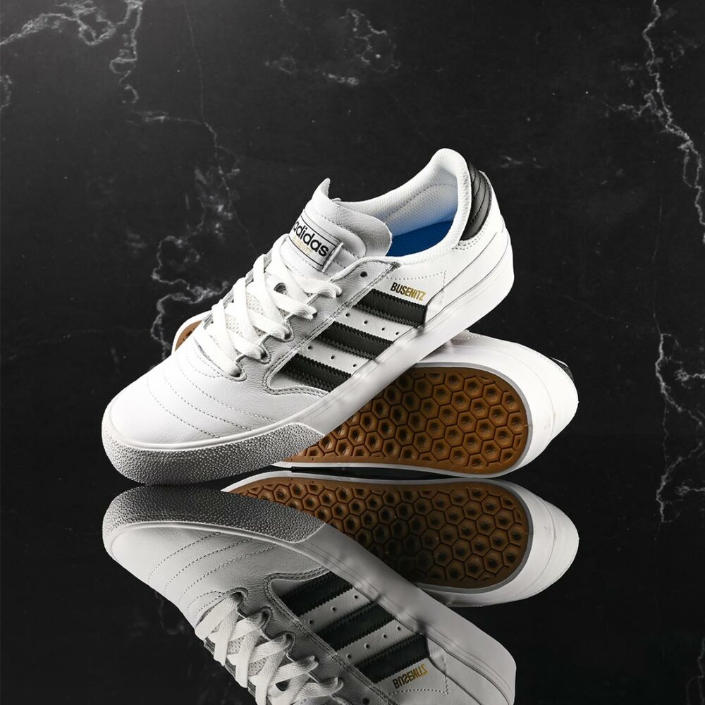 Adidas Busenitz Vulc II Skate Shoes - White/Black/Gold