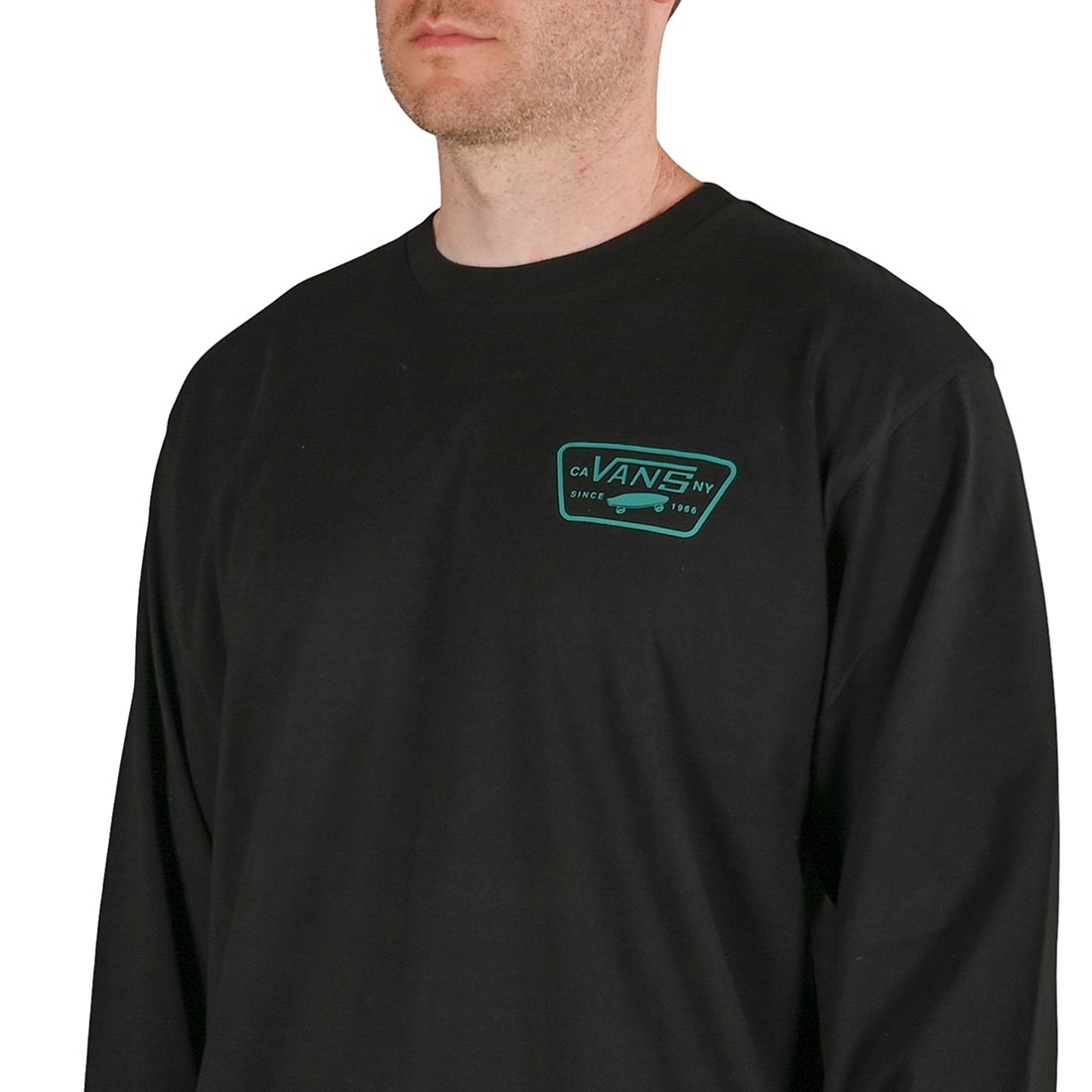 Vans Full Patch Back L S T Shirt Black Porcelain Green