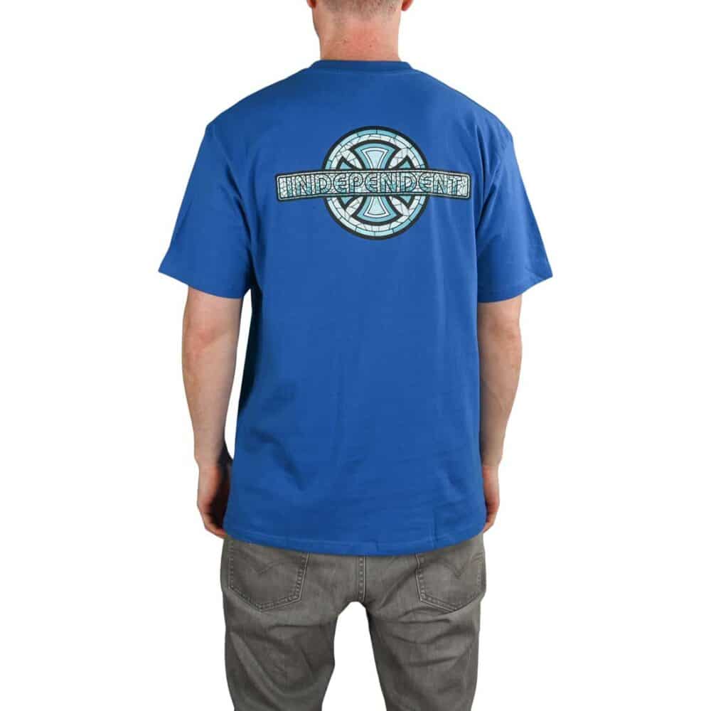 Independent Stained Glass Cross S/S T-Shirt - Royal