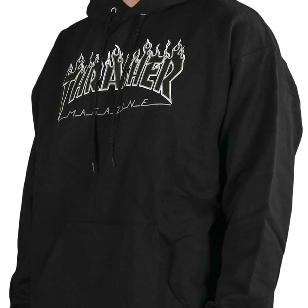 Thrasher Flame Logo Pullover Hoodie - Black/Black