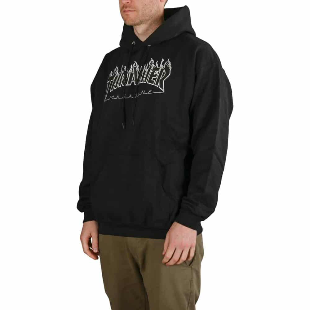 Thrasher Flame Logo Pullover Hoodie - Black/Black