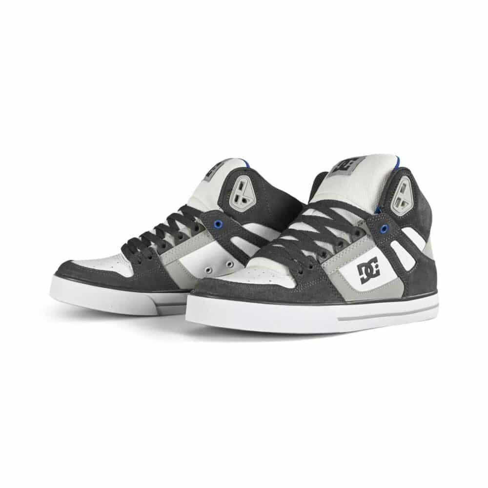 DC Pure High Top WC Skate Shoes - Grey/White/Blue