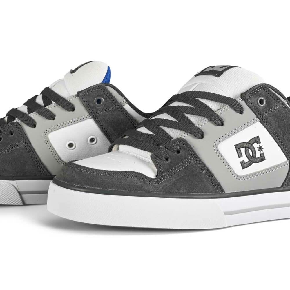 DC Pure Low Top Skate Shoes - Grey/White/Blue