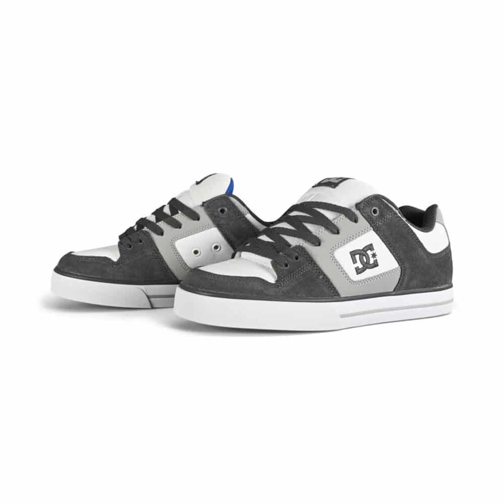 DC Pure Low Top Skate Shoes - Grey/White/Blue