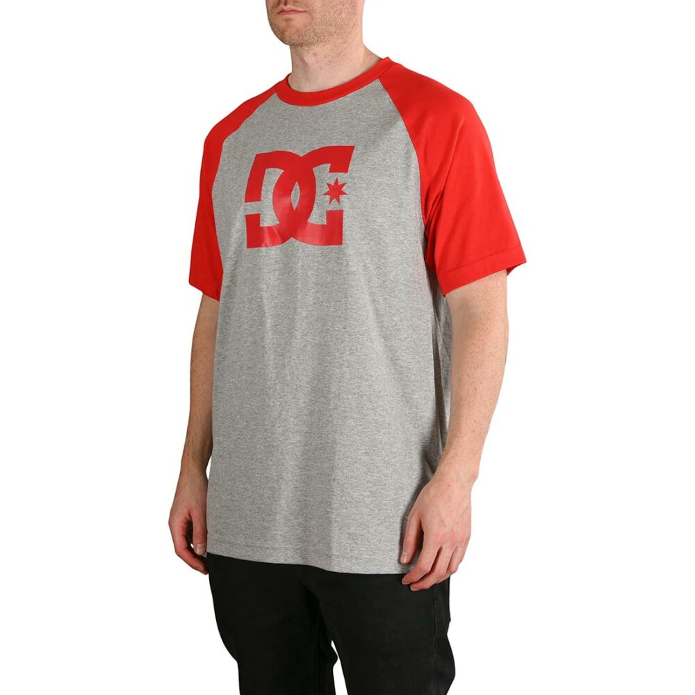 DC Star Raglan S/S T-Shirt - Grey/Racing Red