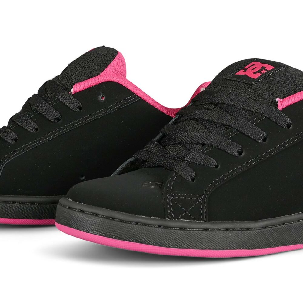 DC Women's Court Graffik Skate Shoes - Black/Black/Pink