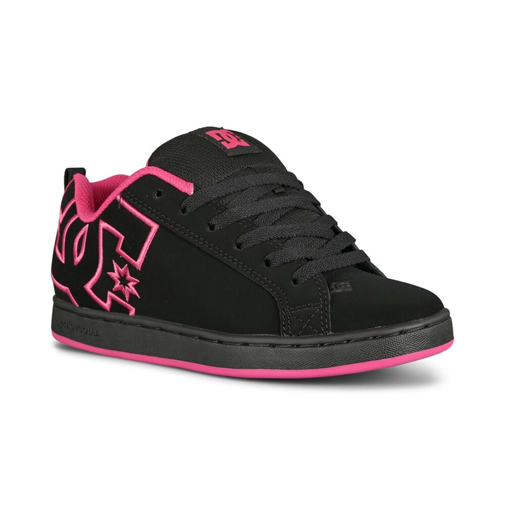 DC Women's Court Graffik Skate Shoes - Black/Black/Pink