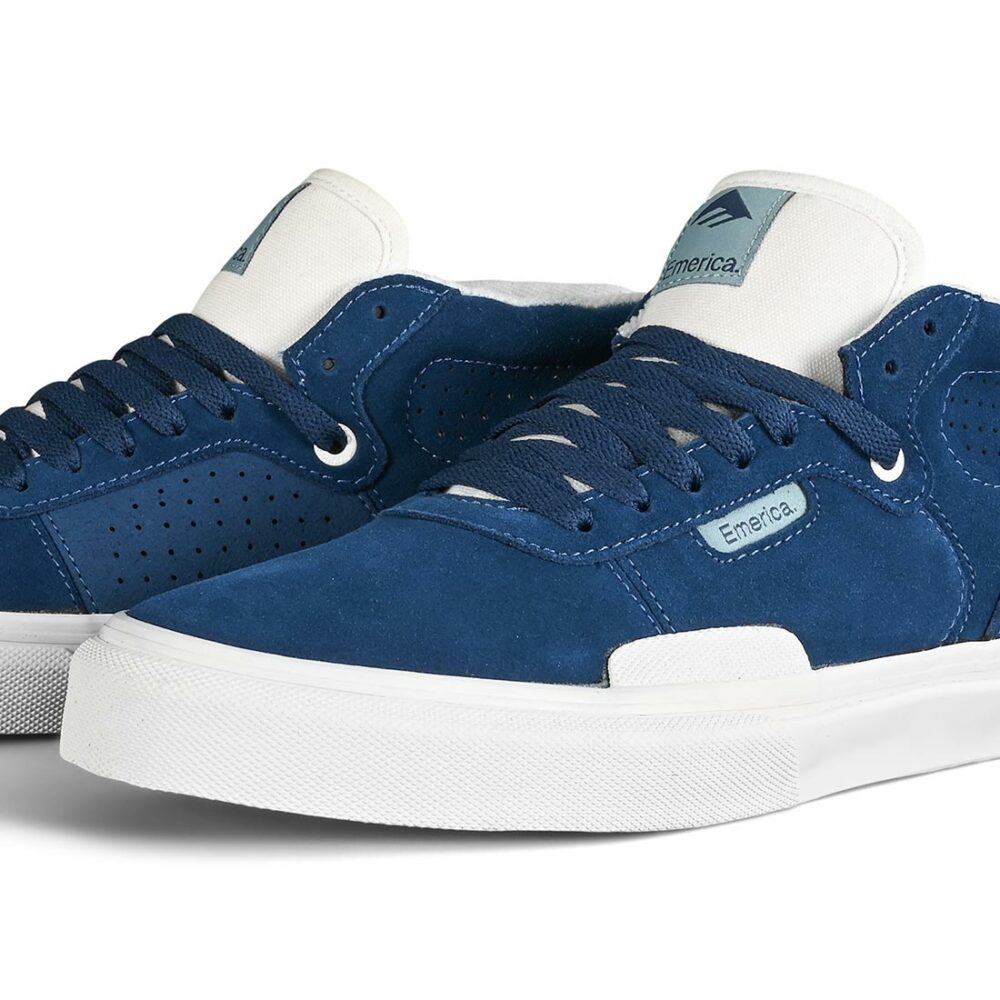 Emerica Pillar Mid-Top Skate Shoes - Navy/White