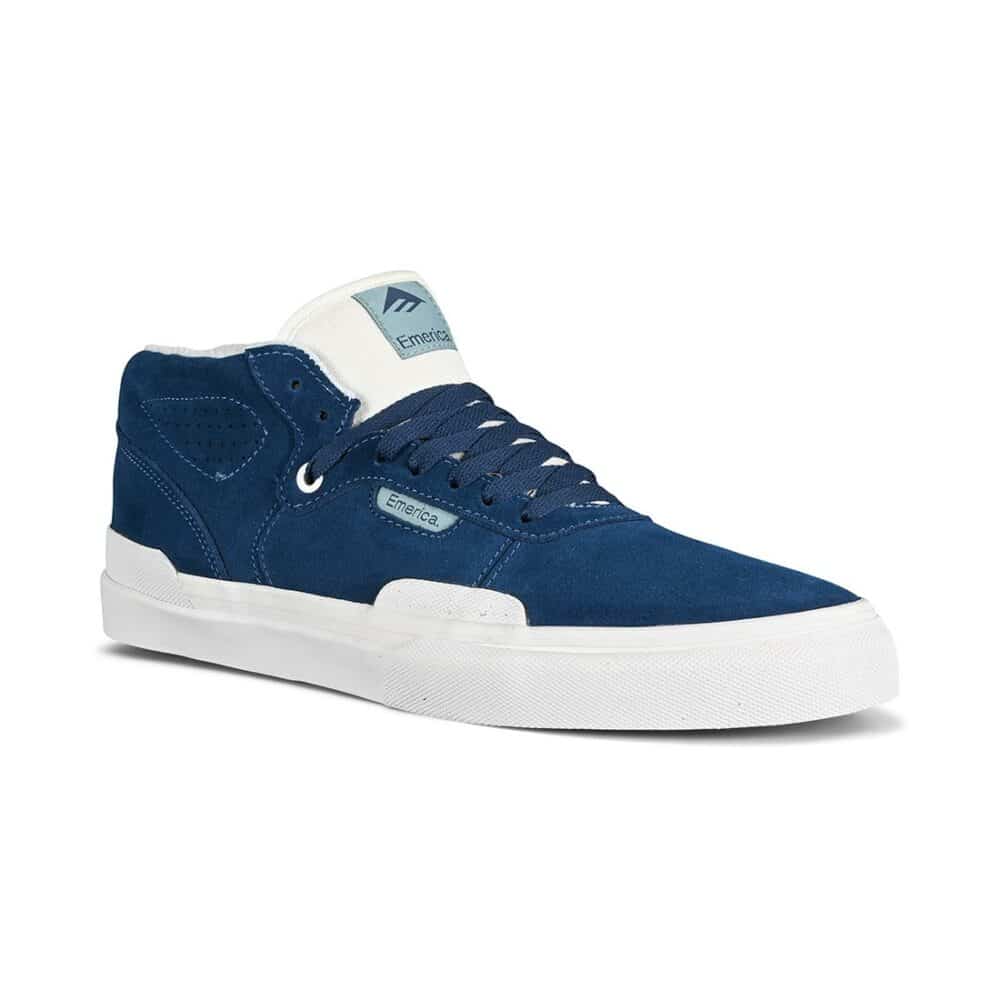 Emerica Pillar Mid-Top Skate Shoes - Navy/White