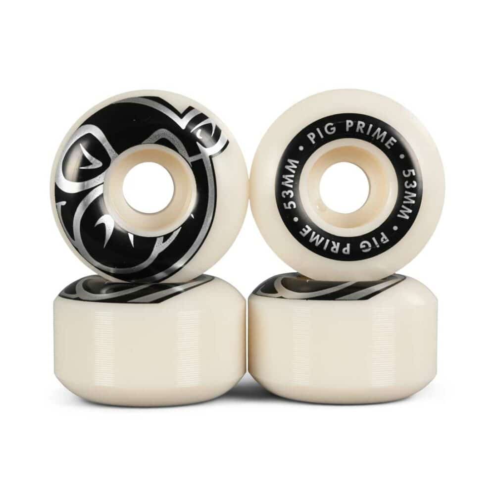 Pig Prime 53mm Skateboard Wheels - White