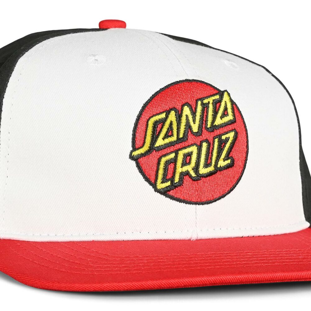 Santa Cruz Classic Dot Snapback Cap - White/Black/Red