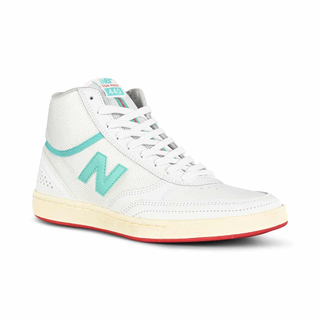 inversión grano Térmico New Balance Numeric Tom Knox 440 High-Top Skate Shoes - White/Red