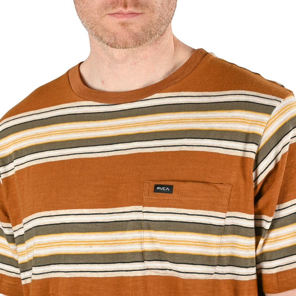 RVCA Fragment Stripe S/S T-Shirt - Camel