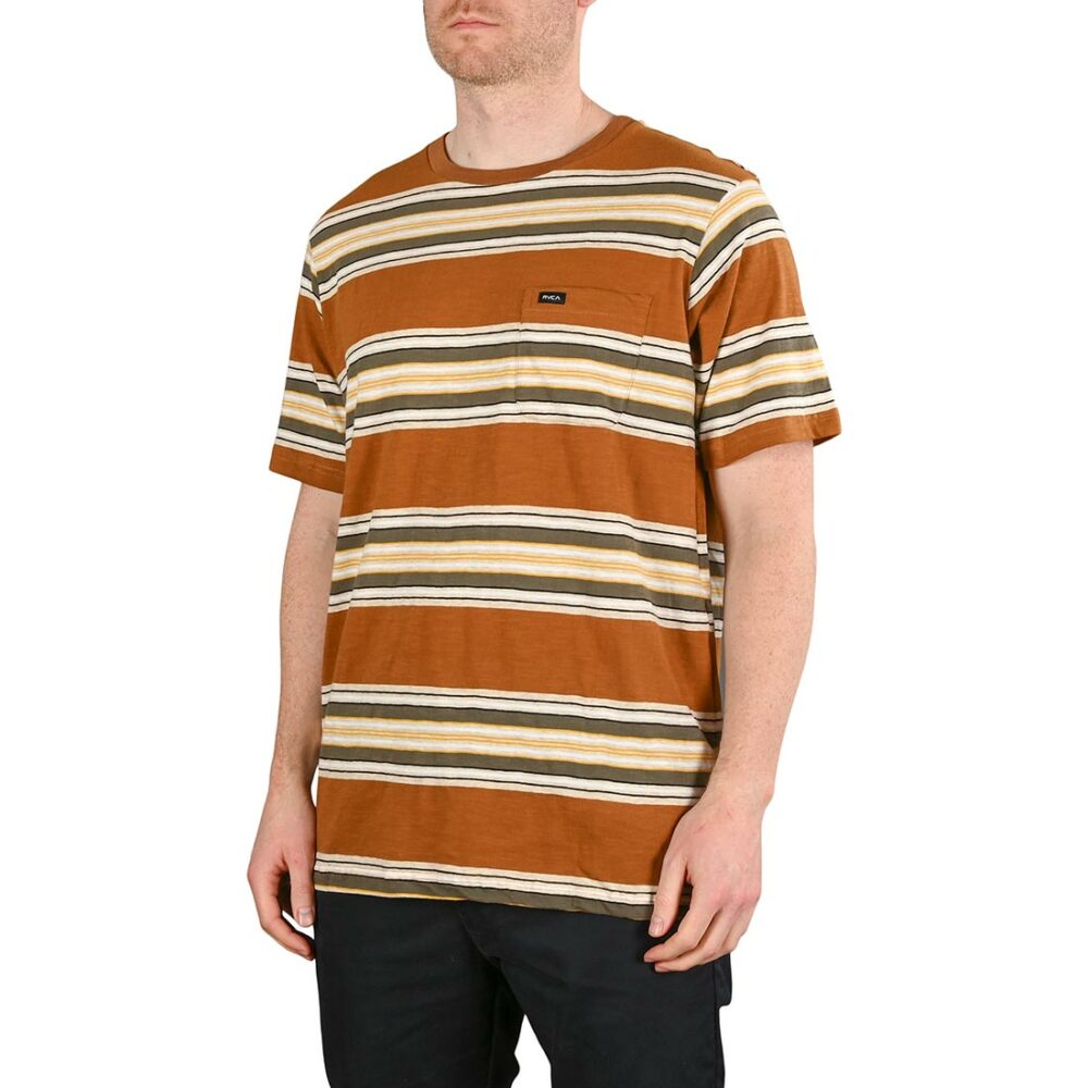 RVCA Fragment Stripe S/S T-Shirt - Camel