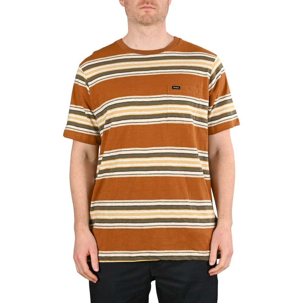 RVCA Fragment Stripe S/S T-Shirt - Camel