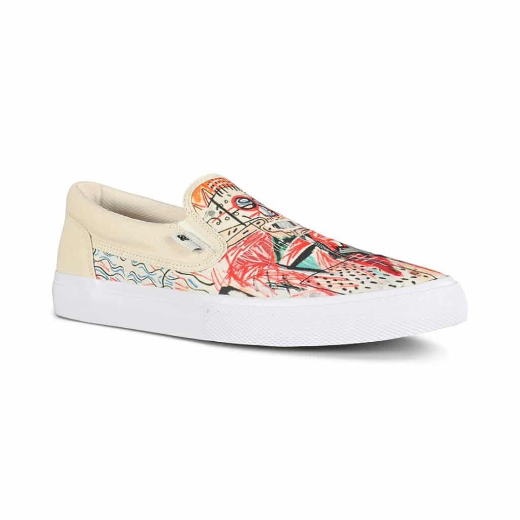 DC x Basquiat Manual Slip-On Skate Shoes - White/Graffiti Print