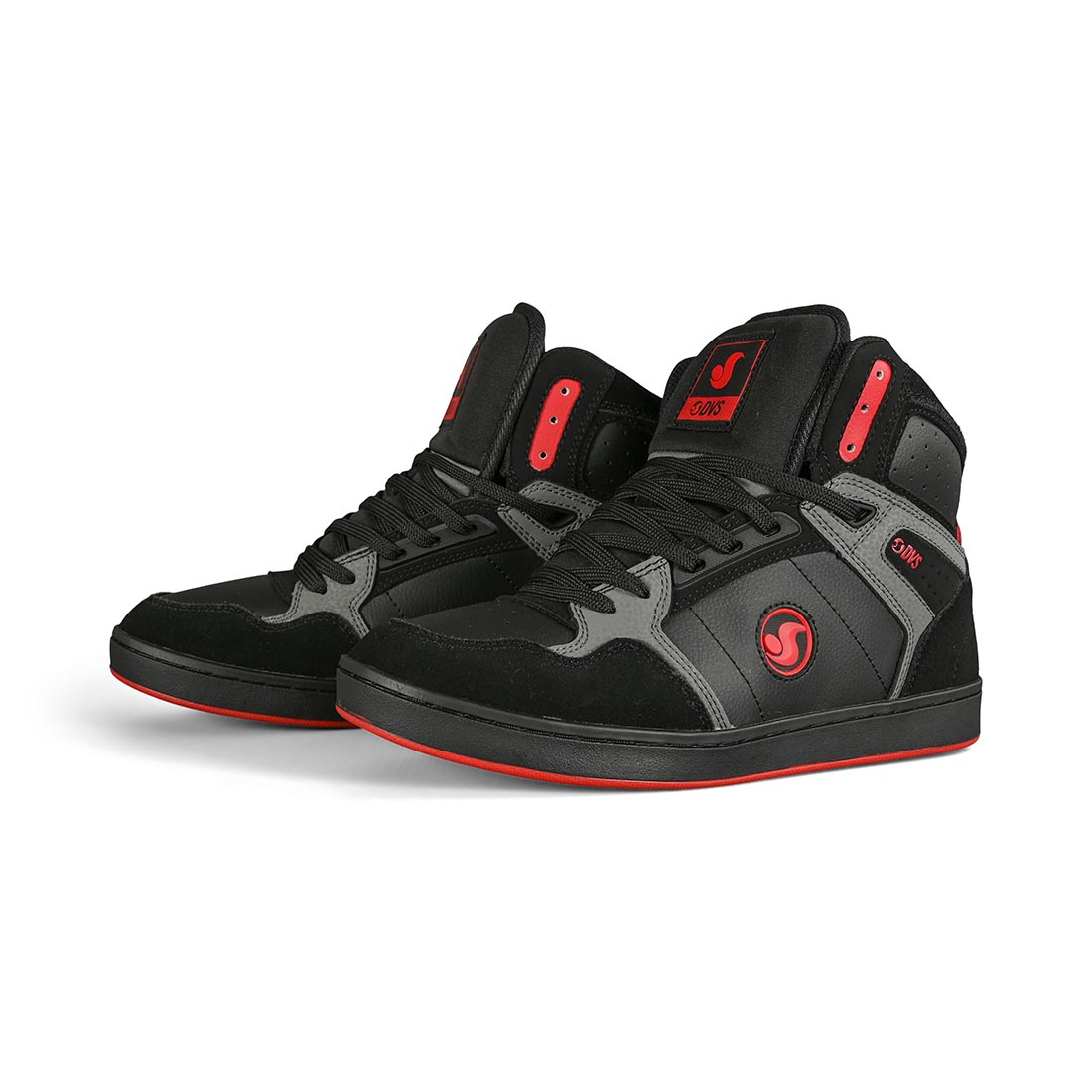 DVS Honcho High Top Skate Shoes Black Charcoal Red Supereight