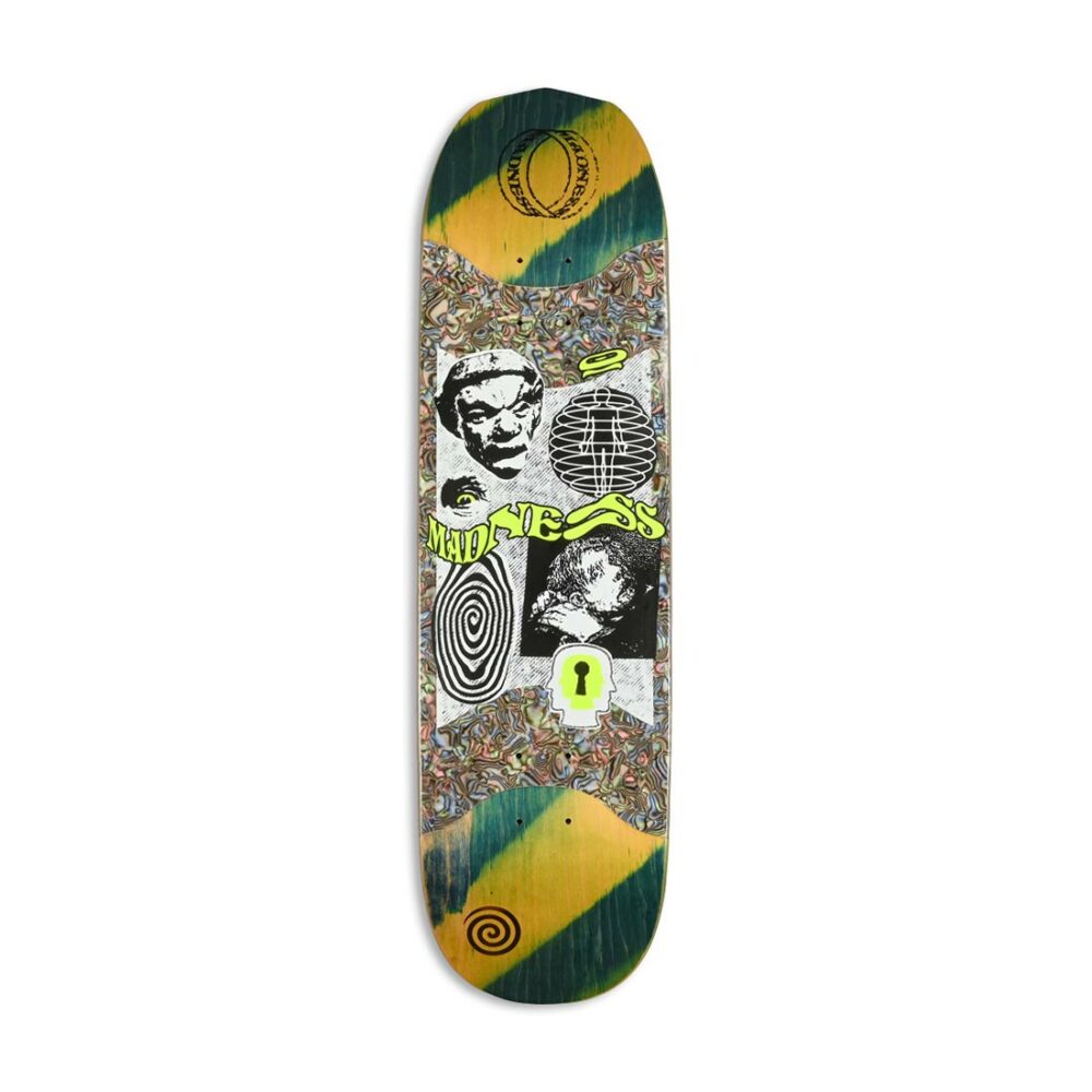 Madness Outcast R7 Slick Middle 8.5" Skateboard Deck - Green/Yellow