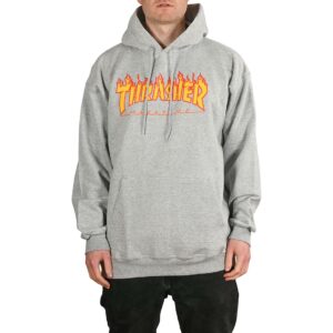 Thrasher flame sales logo hoodie grey