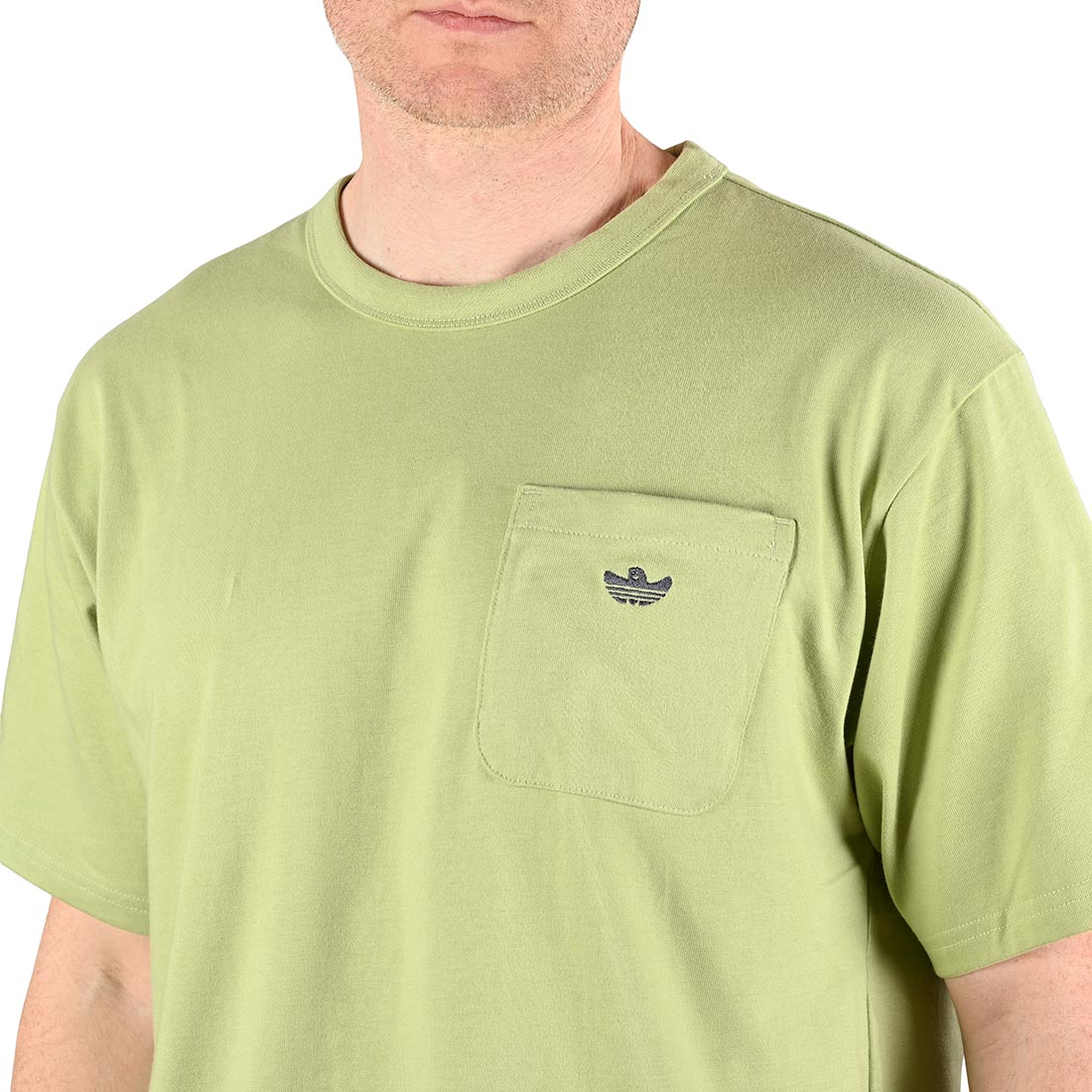 Adidas Shmoo Logo S S Pocket T Shirt Lime Navy Supereight