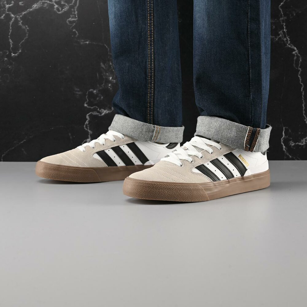 Adidas Busenitz Vulc II Skate Shoes - Cloud White/Core Black/Gold