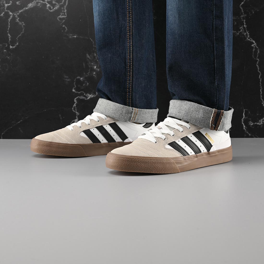 Adidas Busenitz Vulc II Skate Shoes White Black Gold Supereight