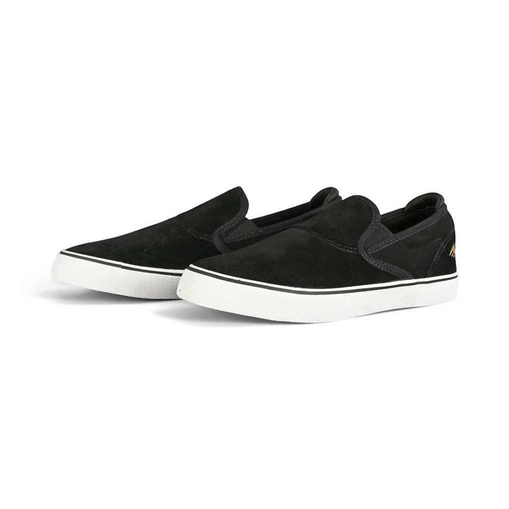 Emerica Wino G6 Slip-On (Youth) Skate Shoes - Black/White/Gold