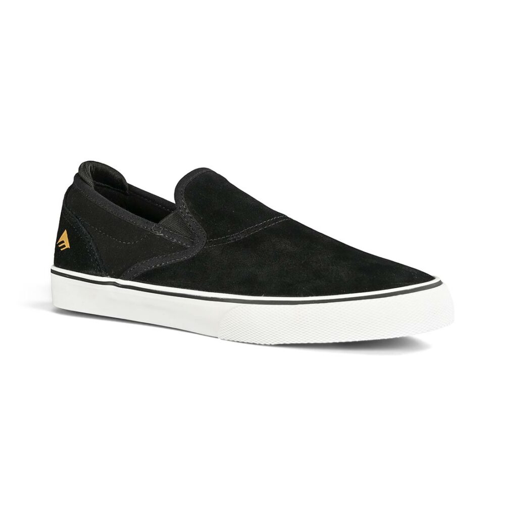 Emerica Wino G6 Slip-On (Youth) Skate Shoes - Black/White/Gold