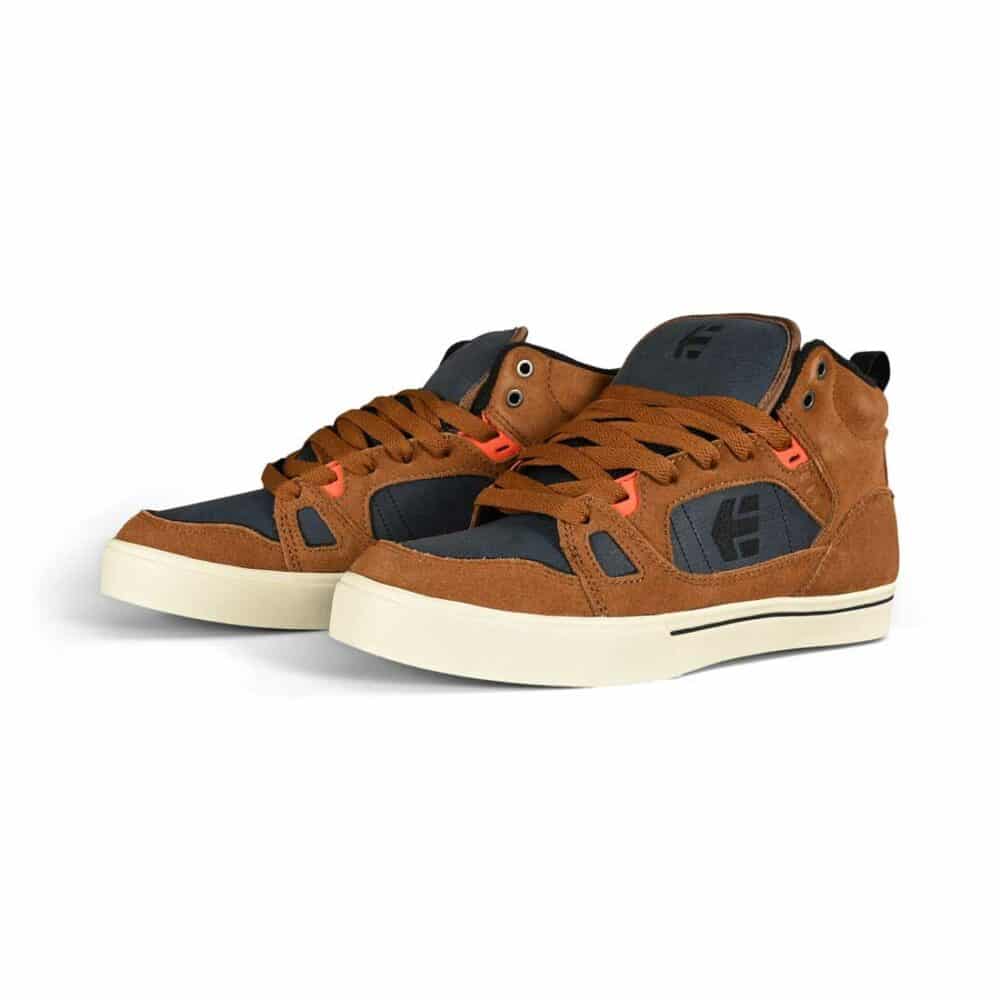 Etnies Agron High-Top Skate Shoes - Brown/Navy