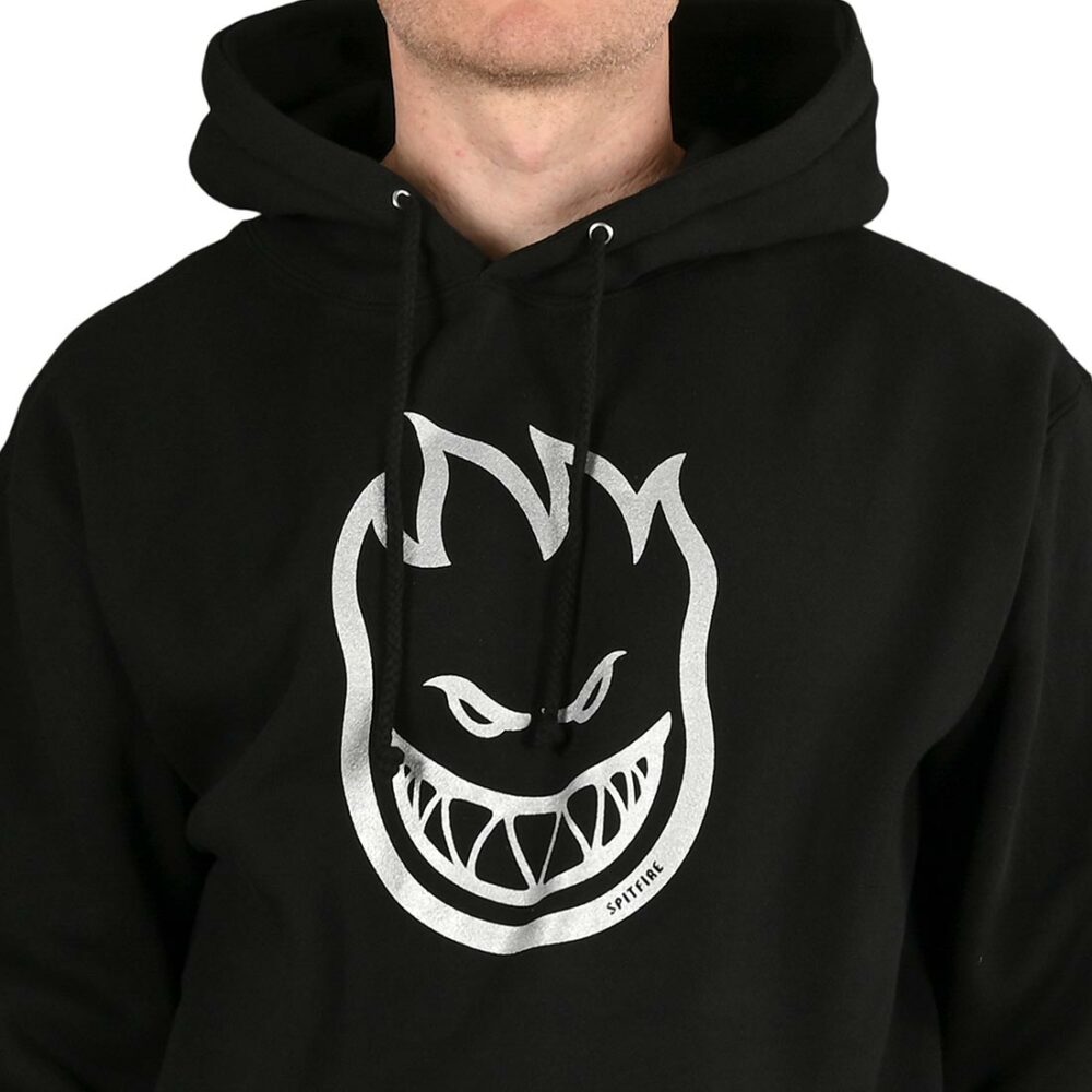 Spitfire Bighead Hoodie - Black/Silver Fleck