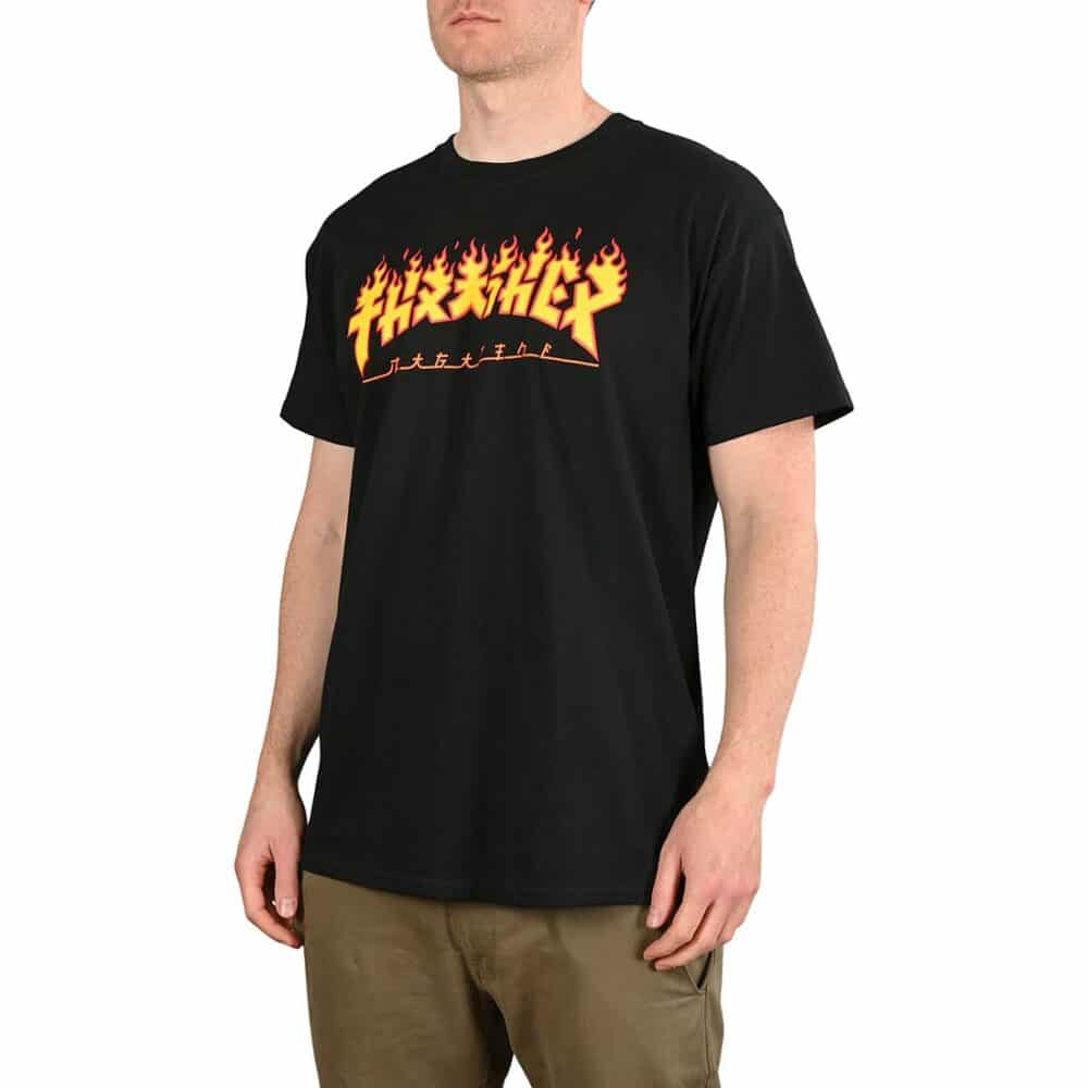 Thrasher Godzilla Flame S/S T-Shirt - Black