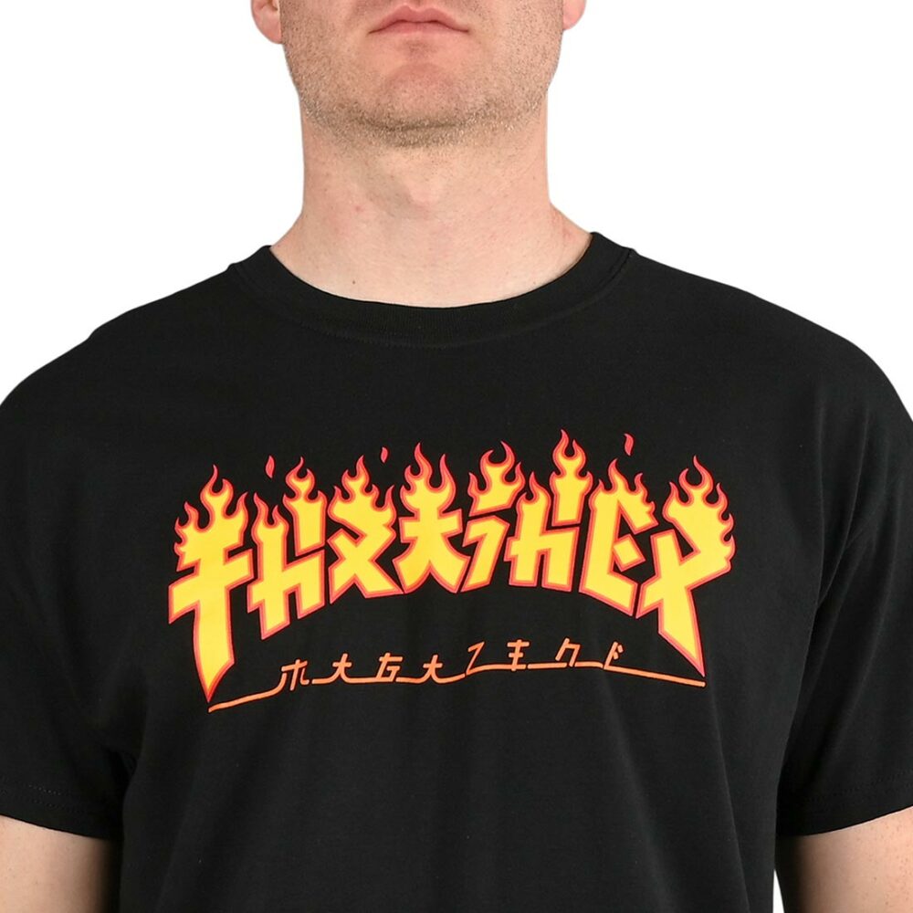 Thrasher Godzilla Flame S/S T-Shirt - Black