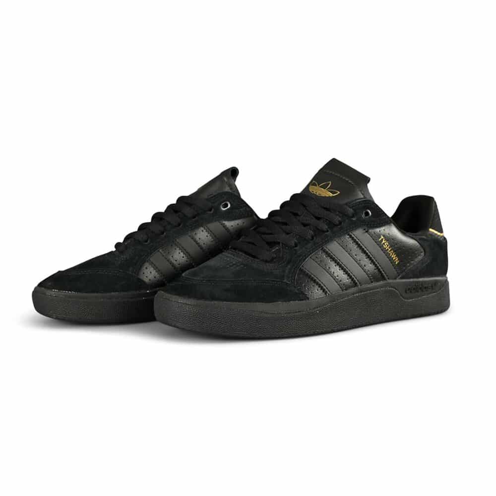 Adidas Tyshawn Low Skate Shoes - Core Black/Core Black/Gold Metallic