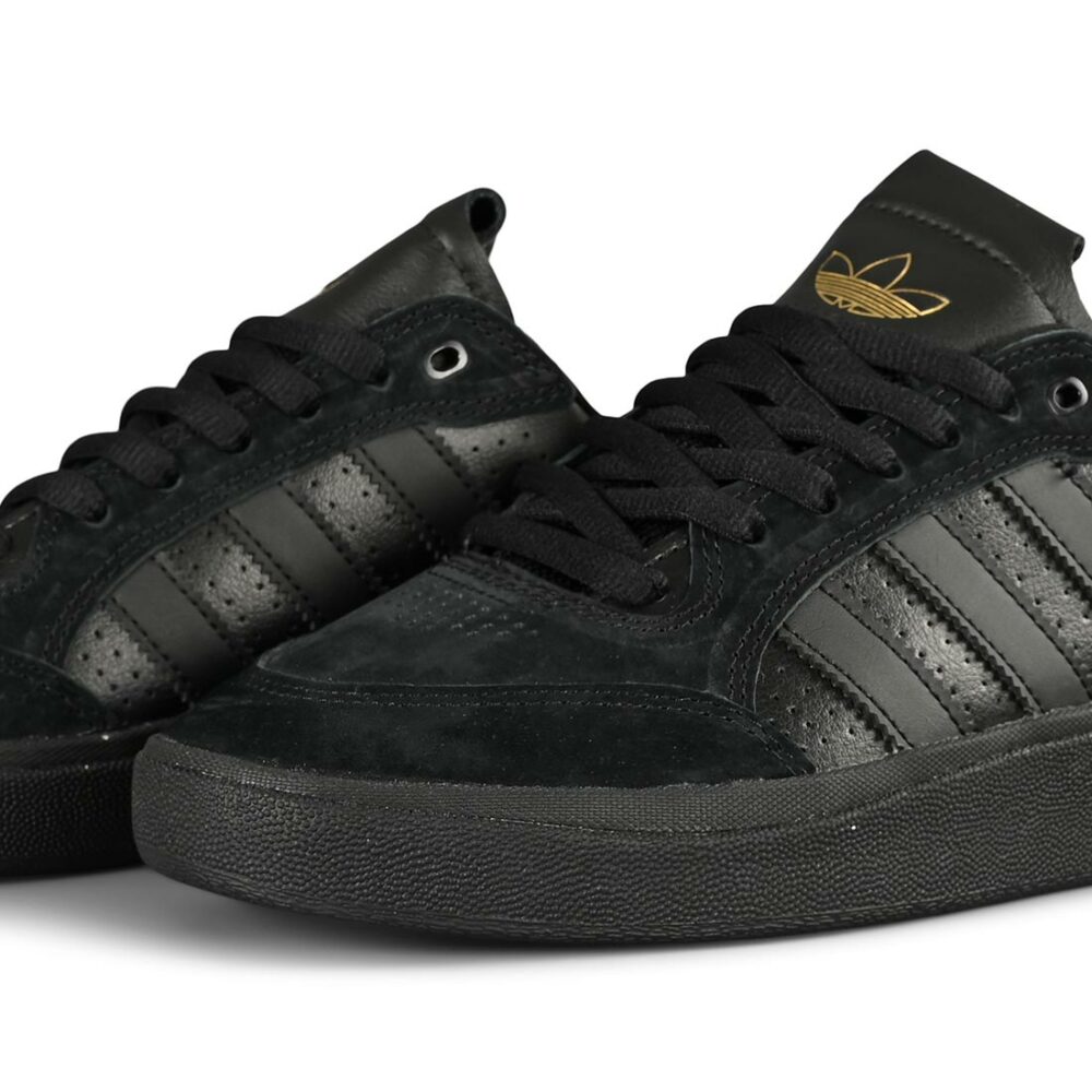 Adidas Tyshawn Low Skate Shoes - Core Black/Core Black/Gold Metallic