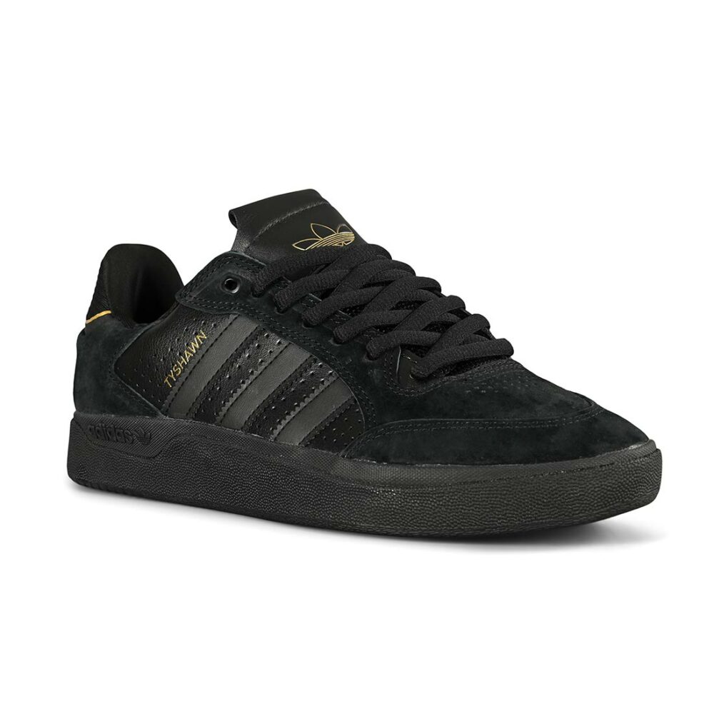 Adidas Tyshawn Low Skate Shoes - Core Black/Core Black/Gold Metallic