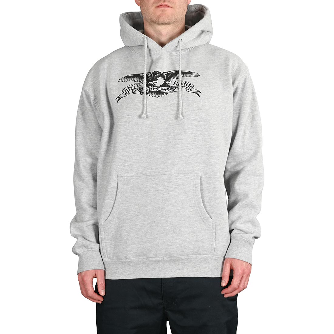 Anti Hero Basic Eagle Pullover Hoodie - Grey Heather/Black