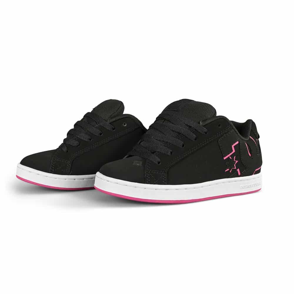 DC Women's Court Graffik Skate Shoes - Black/Crazy Pink/White