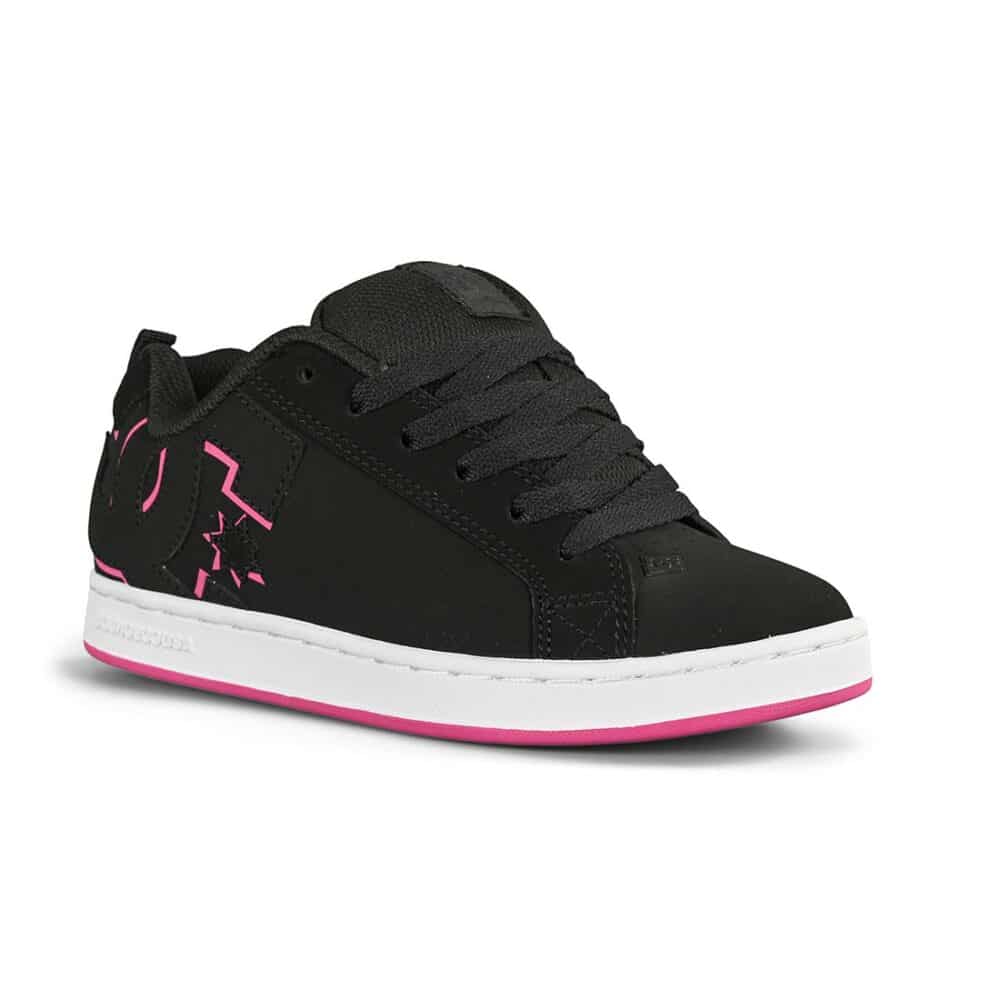 DC Women's Court Graffik Skate Shoes - Black/Crazy Pink/White