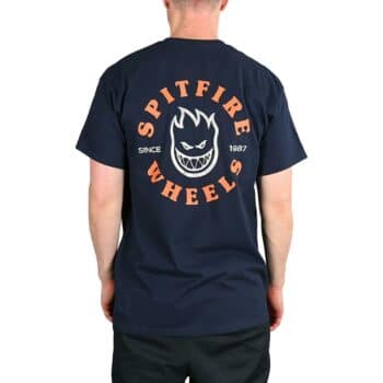 Spitfire Bighead Classic Pocket S/S T-Shirt - Navy/Silver Fleck/Orange