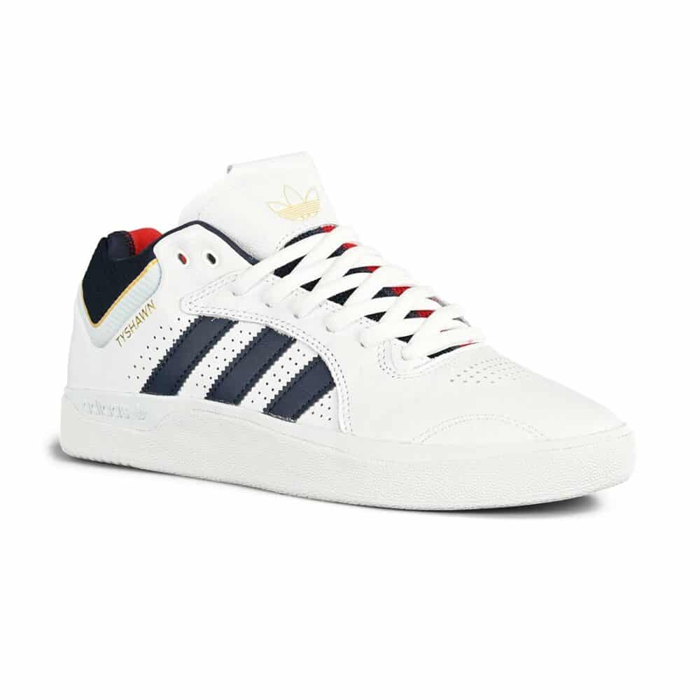 Adidas Tyshawn Skate Shoes - Cloud White/Collegiate Navy/Gold