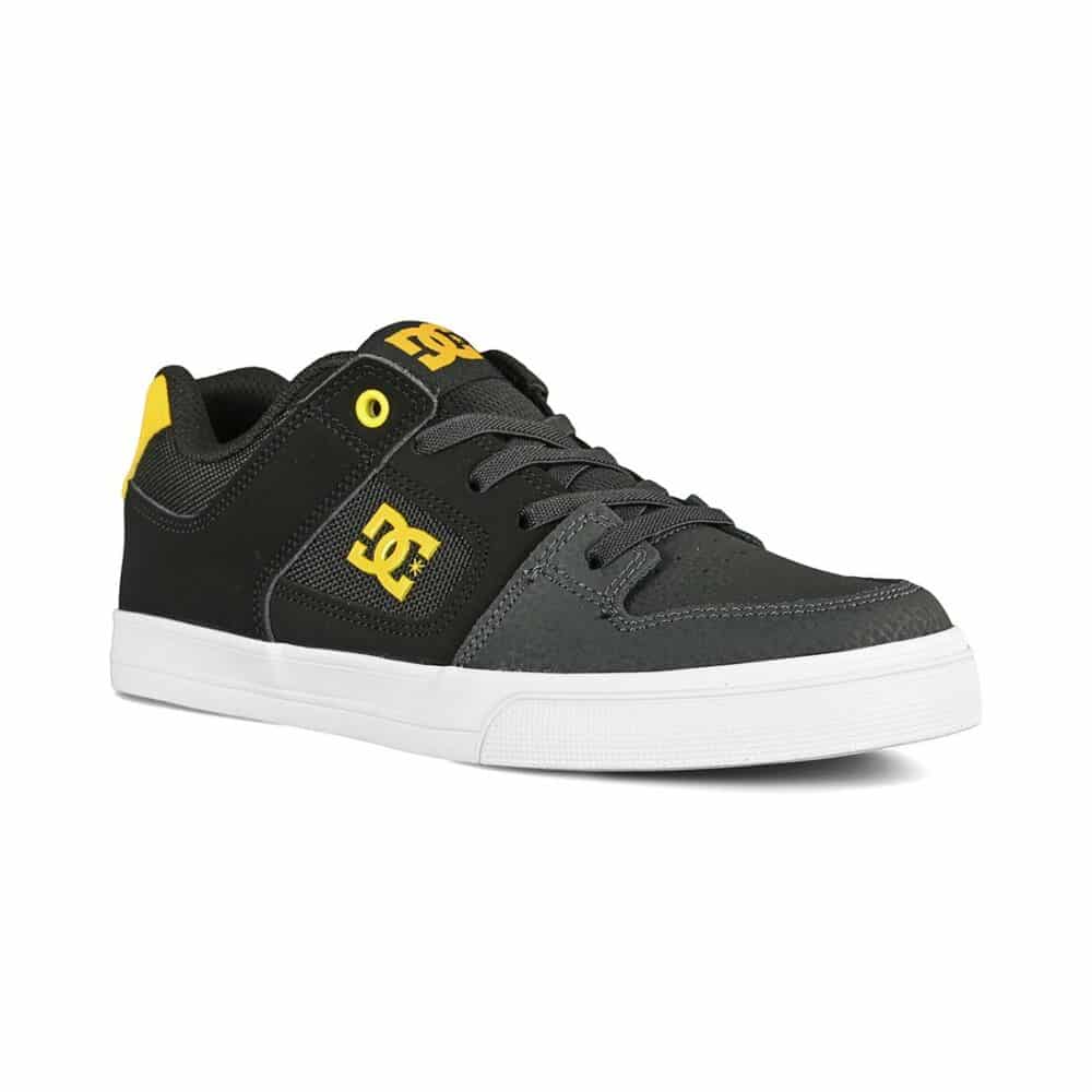 DC Pure Elastic (Youth) Skate Shoes - Grey/Yellow