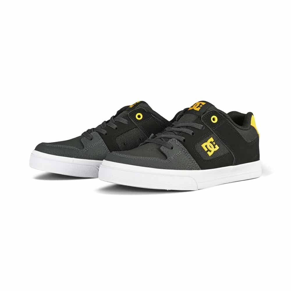 DC Pure Elastic (Youth) Skate Shoes - Grey/Yellow