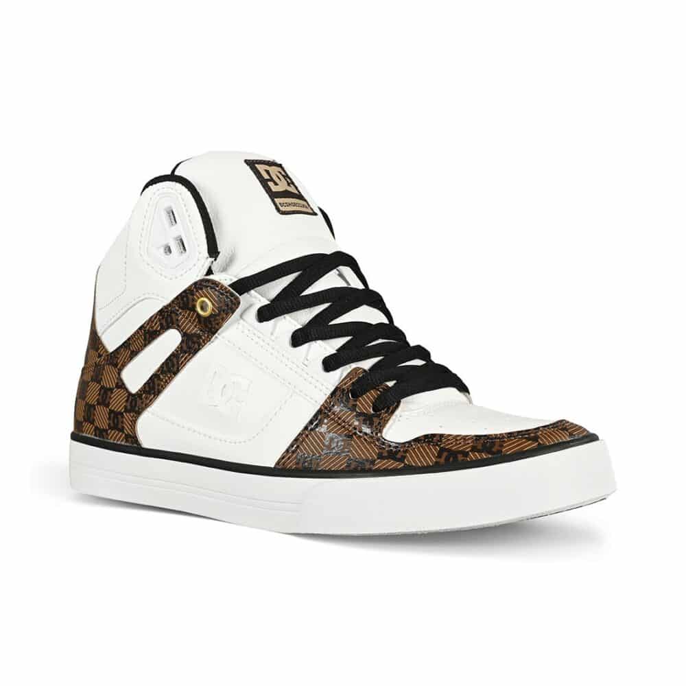 DC Pure High Top WC SE Skate Shoes- Black/Brown/White