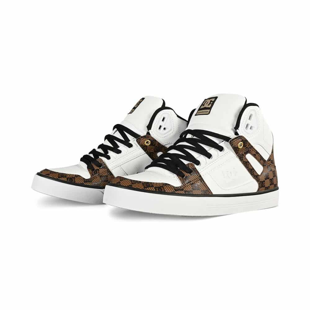 DC Pure High Top WC SE Skate Shoes- Black/Brown/White