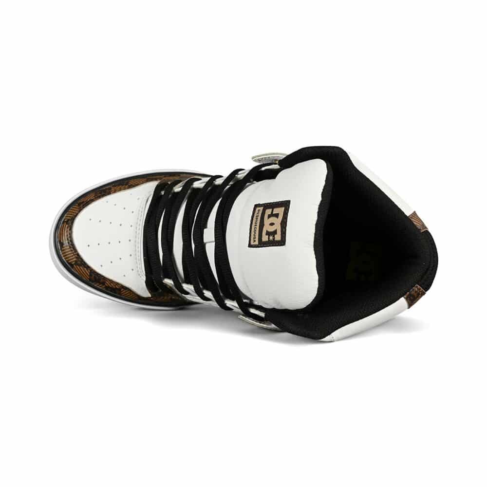 DC Pure High Top WC SE Skate Shoes- Black/Brown/White