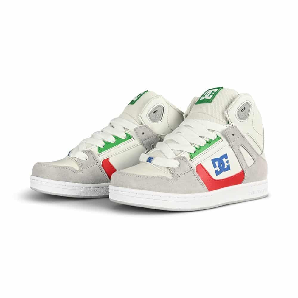 DC Pure High Top (Youth) Skate Shoes - Grey/Grey/Green