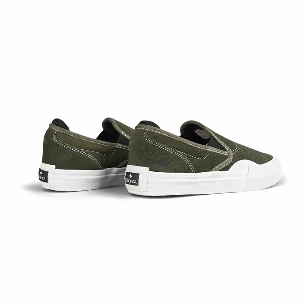 Emerica Wino G6 Slip-On Skate Shoes - Olive/White