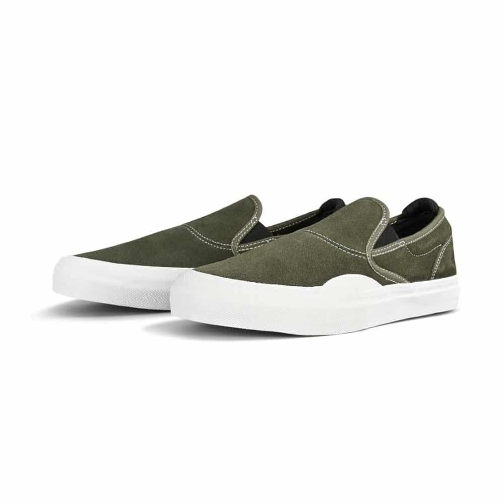 Emerica Wino G6 Slip-On Skate Shoes - Olive/White