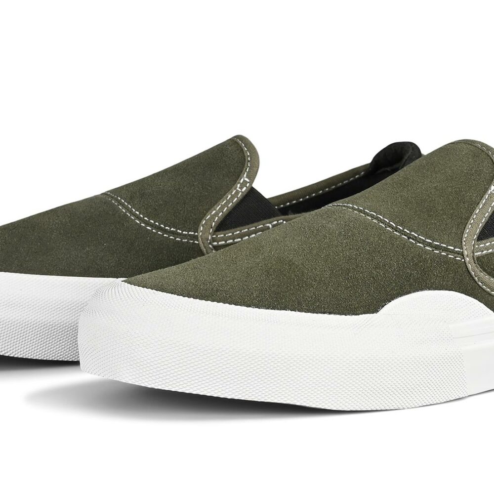 Emerica Wino G6 Slip-On Skate Shoes - Olive/White