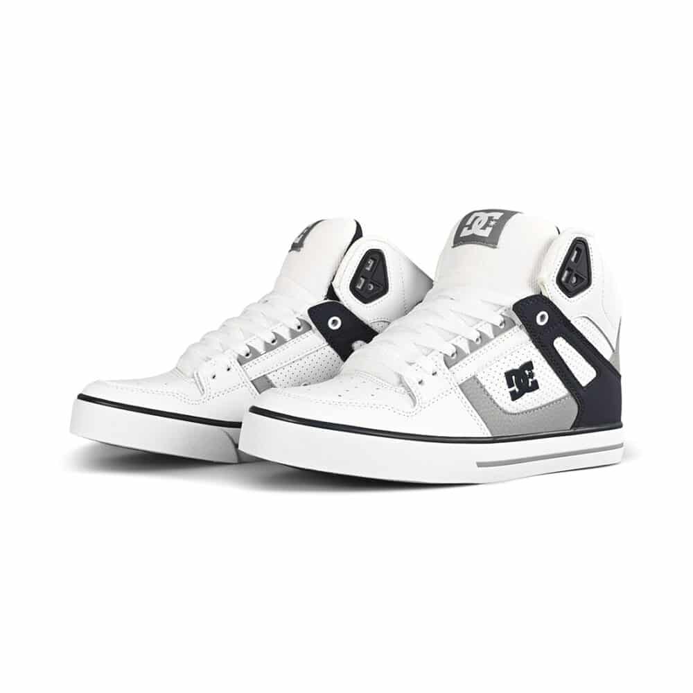 DC Pure High Top WC Skate Shoes - White/Navy